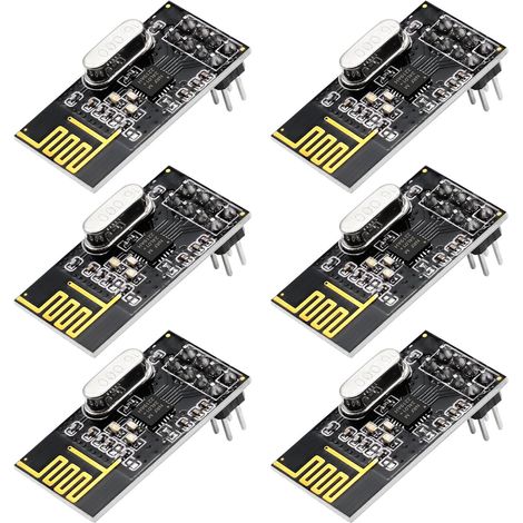 NRF24L01+ Lot de 6 modules d'émetteur-récepteur radio sans fil 2,4 G, module émetteur-récepteur radio sans fil RF PI ARM modèle module de communication sans fil mise à niveau 200 m (1/5)