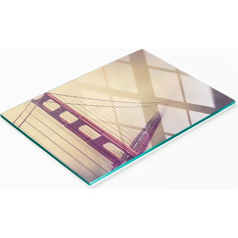 Tablero de vidrio templado con dise帽o decorativo del puente de San Francisco, 80x52 cm.