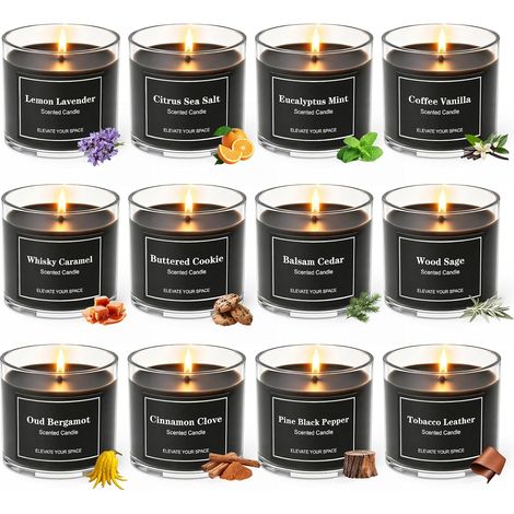 12 PCS Bougies Parfumées,Coffret cadeau Bougies de Noël, Cire de Soja (1/5)
