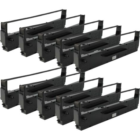 vhbw 10x Ribbon Cartridge Replacement for Epson C13S015021, S015637 for Dot Matrix, Receipt Printer - Black Ink Ribbon (1/4)