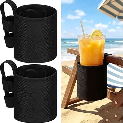 Porte-gobelet pour chaise de plage, Porte-bouteille pour chaise de camping, Accessoire portable universel pour ranger des bouteilles d'eau, Adapté pour extérieur : plage, camping, pelouse, pêche, pisc (1/4)