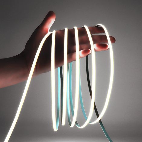 Bande lumineuse LED COB ultra-fine de 5 mm, 24 V CC, blanc froid 6 000 K, flexible et découpable, 5 m, ultra lumineuse (1/4)
