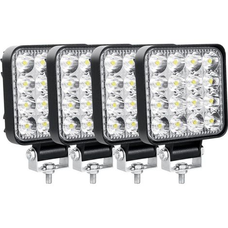 Lot de 4 Phare de Travail LED 8.5cm 3.4' 48W Projecteur LED 12V 24V Etanche IP67 Spot Feux Antibrouillard LED pour 4x4 Voiture Camion Tracteur SUV Bateau Quad Vehicule (1/4)