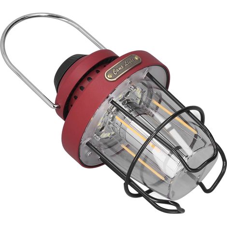 Wiederaufladbare Retro-Campinglampe per USB, 3 Leuchtmodi, wasserdicht (IPX4), rote Außenlampe (1/5)