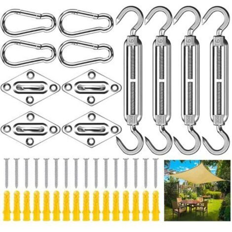 Pr Shade Sail Fixing Kit,44Pcs Shade Sail Fixings Mounting Kit,304 Stainless Steel Hardware Fixing Accessories Kit,Garden Sail Fixing Kit for Garden (1/5)