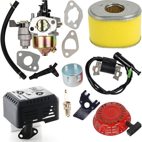 de carburateur avec filtre à air Bobine d'allumage Lanceur Compatible avec Honda Gx140 Gx160 Gx200 Pièces de moteur 5,5HP 6,5HP +Système d'échappement silencieux avec bouclier thermique EX35 (1/5)