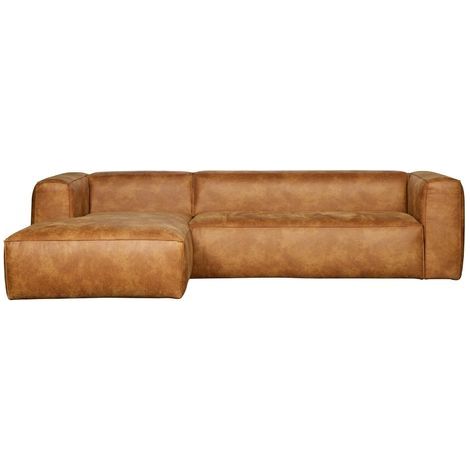 Canapé d'angle 305x175x73 cm en cuir cognac - RULA (1/5)