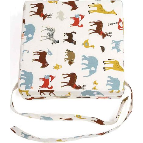 Coussins de chaise d'extérieur à motifs animaux, coussins de siège blancs en tissu pour chaise d'extérieur, rehausseur amovible pour table à manger, coussin rehausseur pour enfant en bas âge à motifs (1/5)