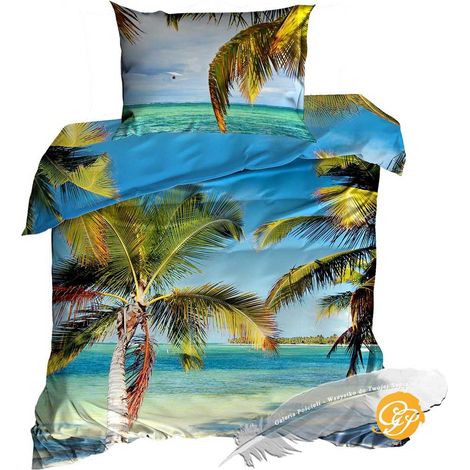 Ropa de cama de satén de algodón 3D 140x200cm PALMERAS (1/2)