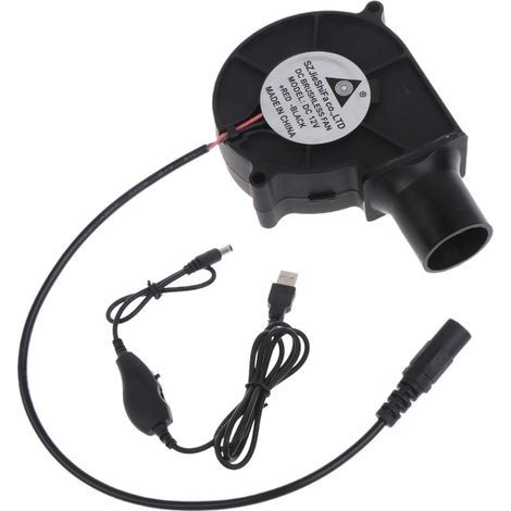 Ventilateur de cuisson USB 5V2A 12V 5,5x2,1mm 7530 pour barbecue, grill portable et cuisson au charbon de bois en extérieur-AquaForge (1/5)