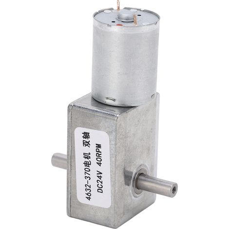 Moteur à engrenages cc, Double arbre, Direction de Rotation, Turbine carrée réglable, réduction de la vitesse à vis sans fin, DC24V, 40 tr/min (1/5)