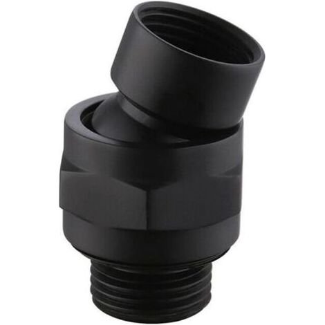 Connecteur de pommeau de Douche à Grand débit d'eau - Bras dextension réglable - Joint à rotule - Adaptateur Universel en Laiton - pour Salle de Bain - Noir (1/5)