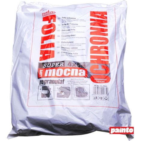 Folia protectora de pintura súper gruesa, marca Czerwona, modelo 4x5 m, ideal para cubrir superficies en trabajos de pintura, extra resistente, reutilizable y de gran tamaño