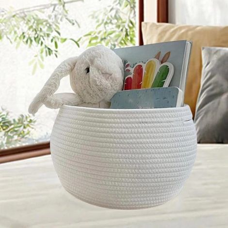royaluxe - Panier de rangement rond en corde de coton pour salon, salle de bain, coin enfants, rangement papier toilette, jouets, panier de rangement (1/5)