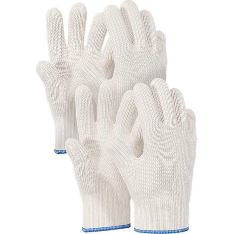Hitzebeständige Handschuhe, Küchenhandschuhe, hitzebeständige fingerlose Küchenhandschuhe, wärmeisolierende Handschuhe, Baumwollhandschuhe, Zweifinger-Ofenhandschuhe, weiß, 2 Paar