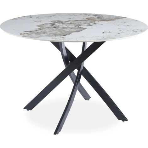 Table à Manger en Céramique "Marta" 120cm Blanc (1/4)
