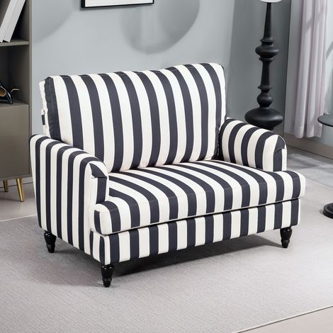 Gestreifter Samt-Loungesessel mit breiter Sitzfläche und S-förmigen Federn, 115 x 82 x 82 cm, Schwarz und Weiß
