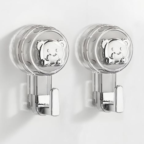 Accroche Serviette Salle de Bain, Crochet Ventouse Extra Puissantes Réutilisables pour Salle de Bain, Cuisine, Camping & Voiture, Bathroom Towel Suction Hooks (Silver+Clear, 11.26.24.3cm2) (1/5)