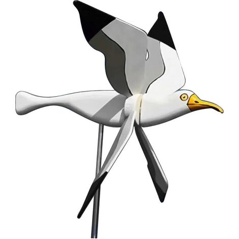 Moulin à vent de jardin en résine, girouette animalière en forme de mouette blanche aux ailes déployées, girouette 3D (1/5)