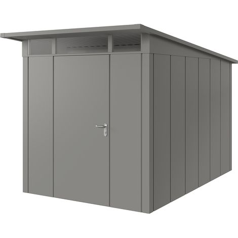 Hörmann Metall-Gerätehaus "Juno" mit Pultdach, JPD7 - Design, 214 x 310 cm (B x T), graualuminium, 1-flüglige Tür, Anschlag links (1/5)