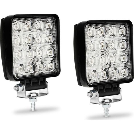 2x Phare de Travail LED 48W LED Phare Travail Projecteur Feux Antibrouillard pour Voiture Camion UTV SUV Offroad Tracteur Bateau (1/5)