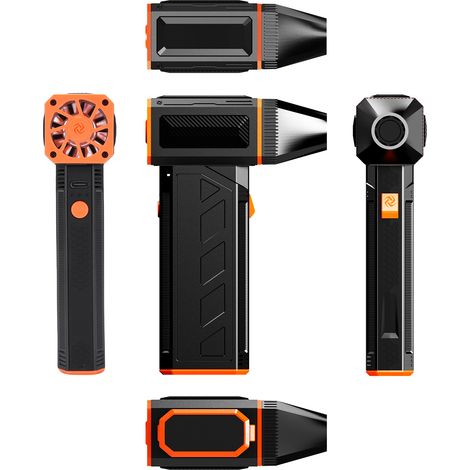 Ventilateur à main sans balais pour séchage auto, souffleur d'air turbo 120000 tr/min, vitesse réglable, nettoyage clavier, port Type-C, voyage camping extérieur, noir 13785.536.3mm (1/5)