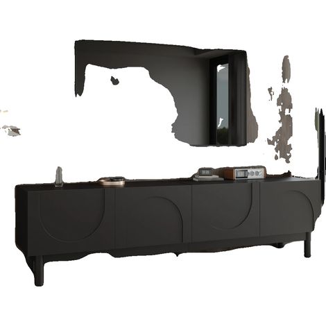 Soporte para TV, puertas curvas, construcción robusta, mueble para TV (1/2)