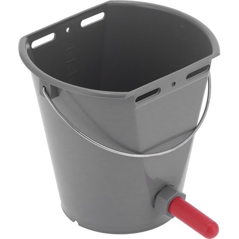 Seau d'alimentation de 8 L avec 2 tétines, accessoire d'élevage pour veaux, gris (1/5)