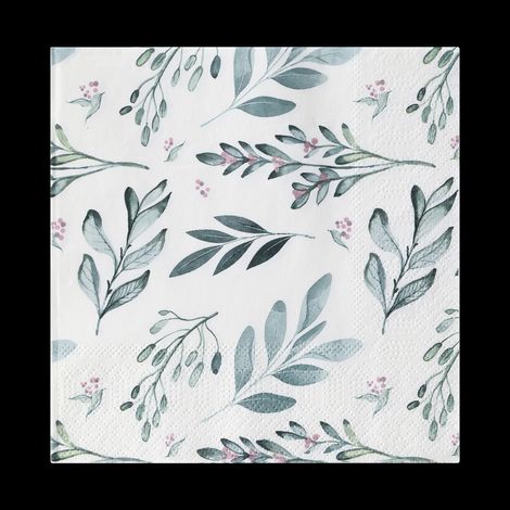 Eglo Servietten Motiv Blätter Mahuli blau weiß 17 x 17 cm - 20er Pack Servietten (1/2)