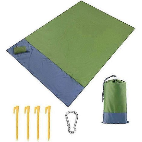 Couverture de plage/couverture de pique-nique en extérieur, 210 x 200 cm, tapis de plage portable et imperméable pour la plage, le camping, la randonnée et les voyages (1/5)