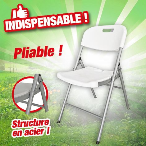 Chaise pliable structure acier, assise en résine (1/2)