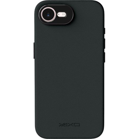 Funda delgada de cuero Yaxo Gear MagSafe para iPhone 17e, color negro empolvado (1/5)