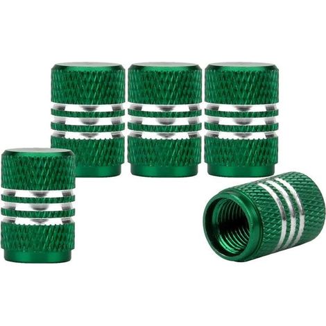 5pcs Capuchons De Poussière De Voiture Autour De Roue en Aluminium Pneu Valve Caps Vert (1/5)