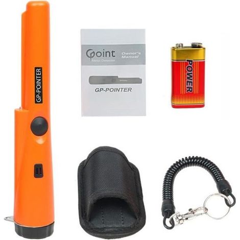 Détecteur de métaux Portable Pointeur de métaux Scan à 360 ° Chasse au trésor pour sécurité, vestiges, Batterie 9V incluse -Orange (1/4)