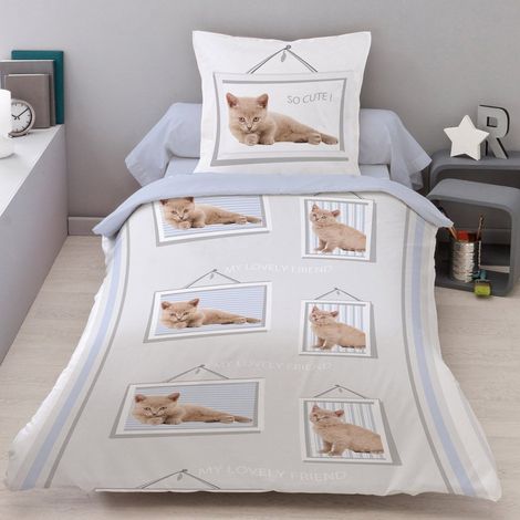 Housse de couette 140x200 Lovely friend + taie coton 52 fils (1/3)