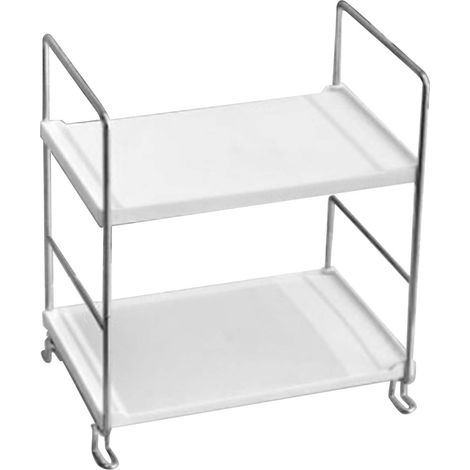 2-stöckiges Aufbewahrungsregal im skandinavischen Stil, großes Fassungsvermögen für Küche, Bad oder Schlafzimmer, herausnehmbarer Einlegeboden für Arbeitsplatte und Schrank (1/5)