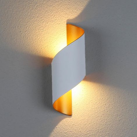 Lampada da parete moderna per interni, 10W, a spirale, per esterni, con movimento su e giù, in metallo, luce bianca calda 3000K, per bar, camera da letto, cucina (bianco) [Classe energetica E]