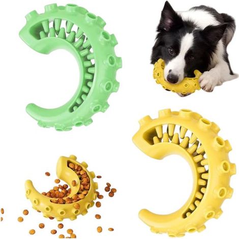 2 piezas, Juguete duradero para perros, Verde + Amarillo, Mantiene a los perros entretenidos, Bueno para la salud dental (1/5)
