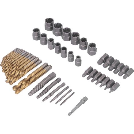 49-teiliges Schraubenausdreher-Bohrer-Set aus Chrom-Vanadium-Stahl zum Ausdrehen beschädigter Schrauben, inklusive Aufbewahrungsbox (1/5)