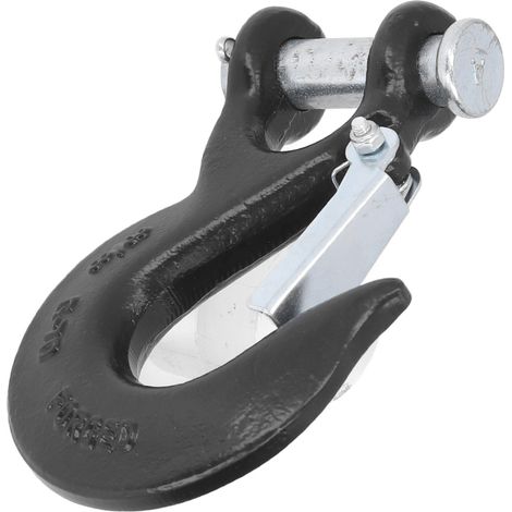 3/8"-Sicherheitshaken mit Gabel, Stahl, 18.000 lb (begrenzte Tragfähigkeit), Edelstahl für Offroad- und Hafenarbeiten, Schwarz (1/5)