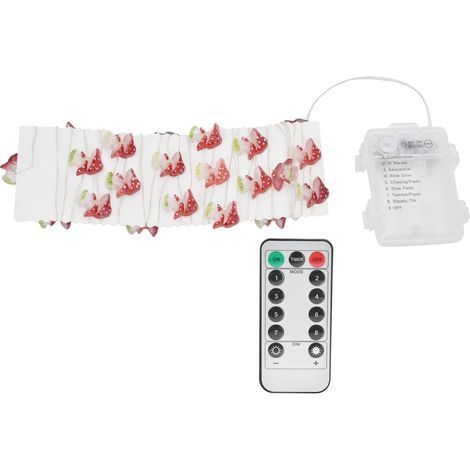 Guirlande lumineuse 30 LED en forme de champignon, fil cuivre 3 mètres, blanc chaud pour décoration extérieure de fête (1/5)