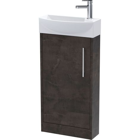 Winshill Contemporary 1 Door Left-Hand Floor Standing Cloakroom Vanity Unit with Basin, Metallic Slate, 440mm