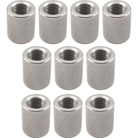 Dadi tondi zigrinati in acciaio inox 304 – Confezione da 10, M12 × 18 × 25 mm, per un collegamento robusto e resistente alla corrosione