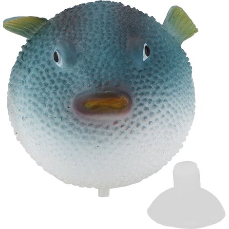Caoutchouc de simulation lumineux de poisson-globe d'aquarium avec ventouse pour réservoirs bleu (1/5)