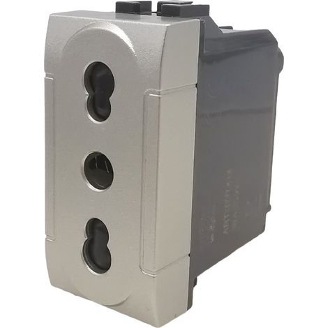 TOT Elettric T1 818 Presa Bivalente 10A 250V Compatibile living Silver Tech