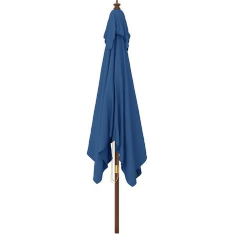 Parasol de jardin bleu azuré 300 x 300 x 273 cm à mât en bois – Protection solaire pour terrasse, balcon et extérieur, ombrage rotatif (1/5)