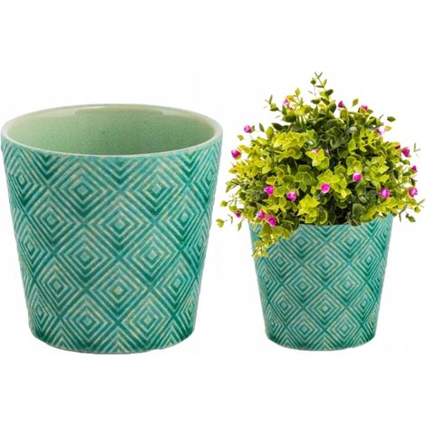 Vaso da fiori in ceramica, verde, elegante, 13,5 x 13 cm