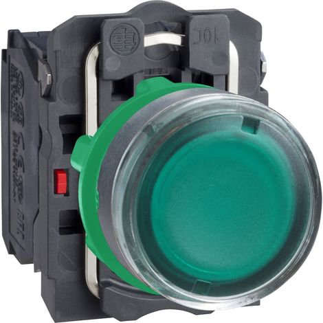 Pulsante luminoso verde Ø22 - filoghiera ad impulso - 240V - 1NA+1NC - XB5AW33M5