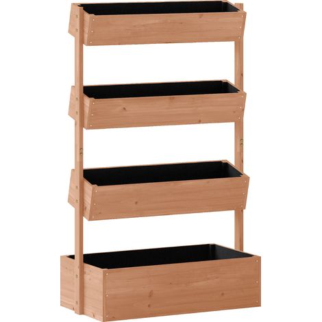 Letto da Giardino Rialzato Fioriera Verticale per Fiori o Orto con Drenaggio e Rivestimento in Legno Naturale (1/5)