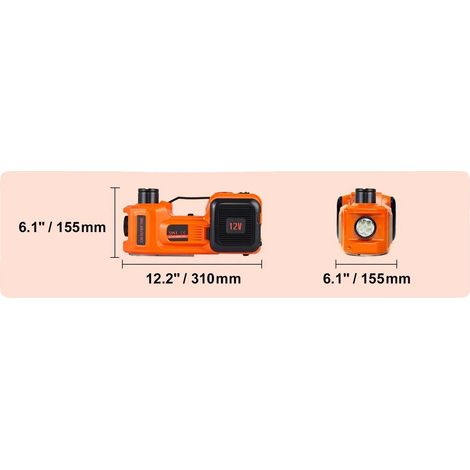 Cric hydraulique, moteur électrique, dispositif de gonflage intégré, Orange (1/2)